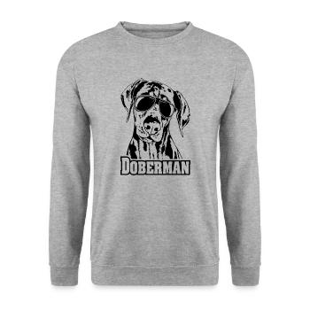 DOBERMAN cool sunglasses dogs dog - Unisex Sweatshirt - salt & pepper - Front - Alina (178cm) & Michal (187cm)