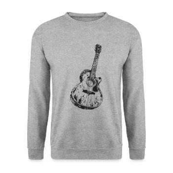 Black Acoustic Guitar for Musical Enthusiasts - Unisex Sweatshirt - salt & pepper - Front - Alina (178cm) & Michal (187cm)