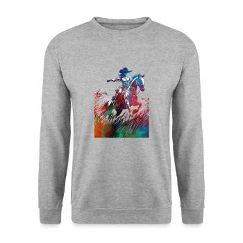 Cavalier sport art #rider #horse #sport - Sweat-shirt Unisexe - gris chiné - Devant - Alina (178cm) & Michal (187cm)