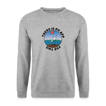 No App Fishing Father Son Fishing Gift Shirt - Unisex Sweatshirt - salt & pepper - Front - Alina (178cm) & Michal (187cm)