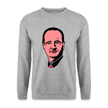 francois holland Präsident Führer 3 - Unisex Pullover - Weißgrau meliert - Vorne - Alina (178cm) & Michal (187cm)