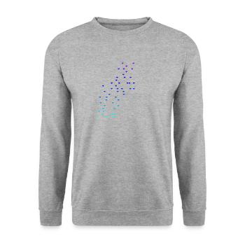 Bunte Herzen blau Geschenkidee - Unisex Pullover - Weißgrau meliert - Vorne - Alina (178cm) & Michal (187cm)