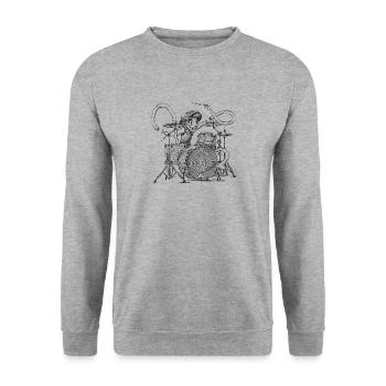 Punkrock Drummer – Rocker Design - Unisex Pullover - Weißgrau meliert - Vorne - Alina (178cm) & Michal (187cm)