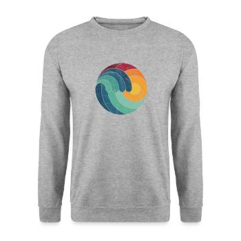 Summerfeeling Surfer Wave Retro Vintage Gift - Unisex Sweatshirt - salt & pepper - Front - Alina (178cm) & Michal (187cm)