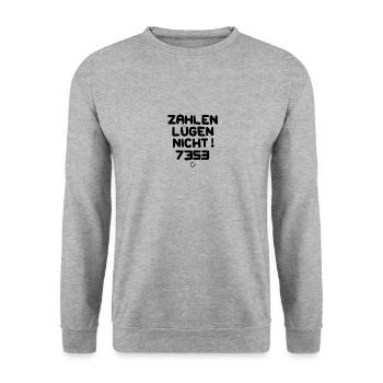 Zahlen lügen nicht! 7353/ Esel - Unisex Pullover - Weißgrau meliert - Vorne - Alina (178cm) & Michal (187cm)