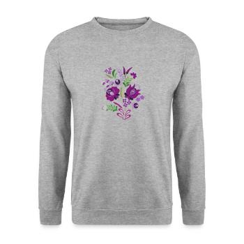 Fleurs hongroises, fleurs, poivrons. piment,Hongrie - Sweat-shirt Unisexe - gris chiné - Devant - Alina (178cm) & Michal (187cm)