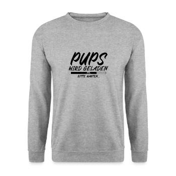 Pups wird geladen bitte warten - Unisex Pullover - Weißgrau meliert - Vorne - Alina (178cm) & Michal (187cm)