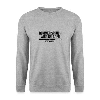 Dummer Spruch wird geladen Bitte warten - Unisex Pullover - Weißgrau meliert - Vorne - Alina (178cm) & Michal (187cm)