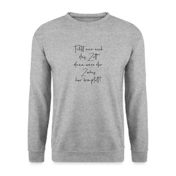 Fehlt nur noch das Zelt dann wäre der Zirkus - Unisex Pullover - Weißgrau meliert - Vorne - Alina (178cm) & Michal (187cm)