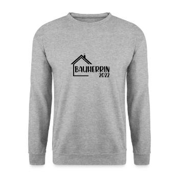 Bauherrin 2022 - Unisex Pullover - Weißgrau meliert - Vorne - Alina (178cm) & Michal (187cm)