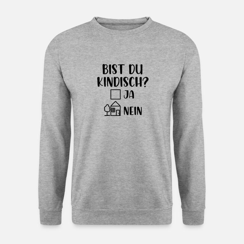 Bist du kindisch ja nein - Unisex Pullover - Weißgrau meliert