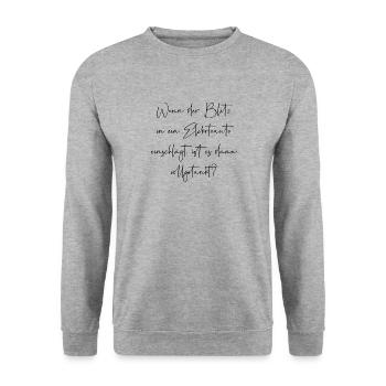 Wenn der Blitz in ein E Auto einschlägt getankt - Unisex Pullover - Weißgrau meliert - Vorne - Alina (178cm) & Michal (187cm)