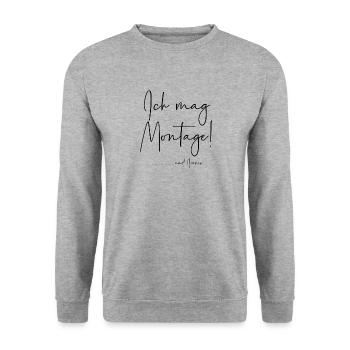 Ich mag Montage und Ironie - Unisex Pullover - Weißgrau meliert - Vorne - Alina (178cm) & Michal (187cm)