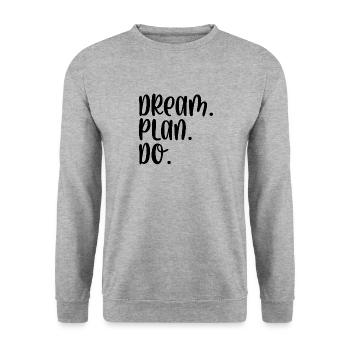 Dream Plan Do - Unisex Pullover - Weißgrau meliert - Vorne - Alina (178cm) & Michal (187cm)