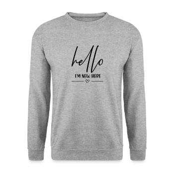 Hello in the new here - Unisex Sweatshirt - salt & pepper - Front - Alina (178cm) & Michal (187cm)