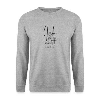 Ich schreie nicht ich bestelle Essen - Unisex Pullover - Weißgrau meliert - Vorne - Alina (178cm) & Michal (187cm)