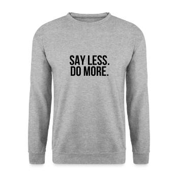 Say less do more - Unisex Pullover - Weißgrau meliert - Vorne - Alina (178cm) & Michal (187cm)