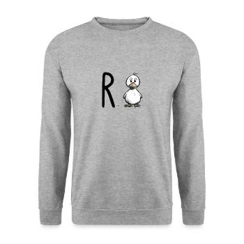Rente Ente - Unisex Pullover - Weißgrau meliert - Vorne - Alina (178cm) & Michal (187cm)