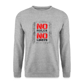 Pas de règles, pas de limites | Déclaration de motivation - Sweat-shirt Unisexe - gris chiné - Devant - Alina (178cm) & Michal (187cm)