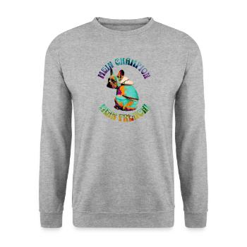Mon champion, mon Frenchi - Sweat-shirt Unisexe - gris chiné - Devant - Alina (178cm) & Michal (187cm)