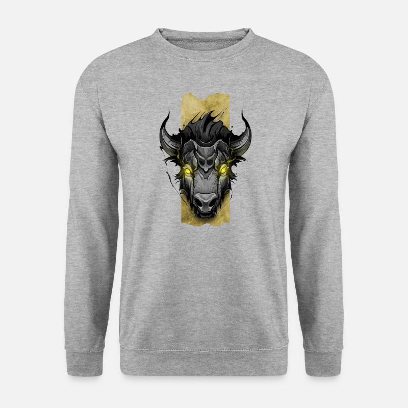 Luminous Bison: Bison with Glowing Yellow Eyes - Unisex Sweatshirt - salt & pepper