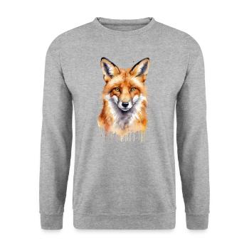 Foxy Charm: A Watercolor Portrait - Unisex Sweatshirt - salt & pepper - Front - Alina (178cm) & Michal (187cm)