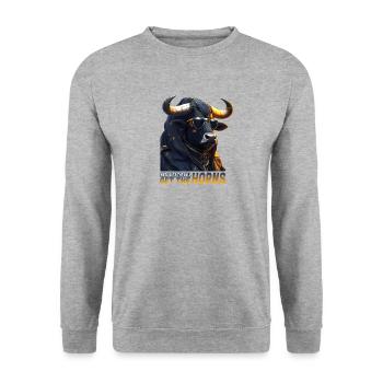Zodiac Taurus Gangster Bull | Fun Quote - Unisex Sweatshirt - salt & pepper - Front - Alina (178cm) & Michal (187cm)
