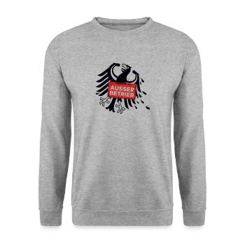 Ausser Betrieb trans - Unisex Pullover - Weißgrau meliert - Vorne - Alina (178cm) & Michal (187cm)