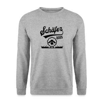 Schäfer 2025 Beruf Schäferei Bauer Lehre Lehrling - Unisex Pullover - Weißgrau meliert - Vorne - Alina (178cm) & Michal (187cm)