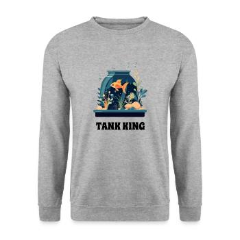 🤿Aquarium "TANK KING" Shirt 🤿 - Unisex Sweatshirt - salt & pepper - Front - Alina (178cm) & Michal (187cm)