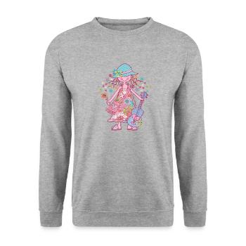Hippie Girl - Unisex Pullover - Weißgrau meliert - Vorne - Alina (178cm) & Michal (187cm)