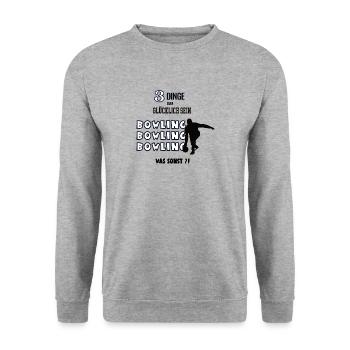 Bowling Hobby Sport Spiel Bowlingspieler Bowlen - Unisex Pullover - Weißgrau meliert - Vorne - Alina (178cm) & Michal (187cm)