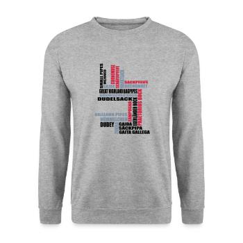 Sackpfeifen Textwolke - Unisex Pullover - Weißgrau meliert - Vorne - Alina (178cm) & Michal (187cm)