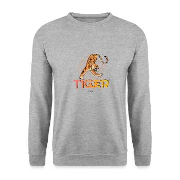 Tiger - Unisex Sweatshirt - salt & pepper - Front - Alina (178cm) & Michal (187cm)
