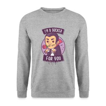 I'm a Sucker For You - Vampire Edition - Unisex Sweatshirt - salt & pepper - Front - Alina (178cm) & Michal (187cm)