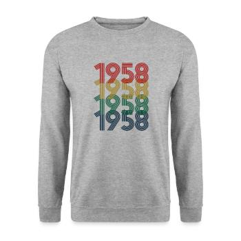 Cool Retro 1958, 64 ans, cadeau de 64e anniversaire - Sweat-shirt Unisexe - gris chiné - Devant - Alina (178cm) & Michal (187cm)