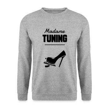 Madame tuning - Sweat-shirt Unisexe - gris chiné - Devant - Alina (178cm) & Michal (187cm)