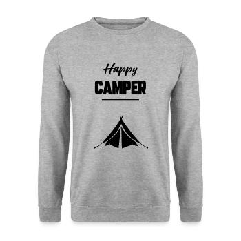 Happy camper - Sweat-shirt Unisexe - gris chiné - Devant - Alina (178cm) & Michal (187cm)