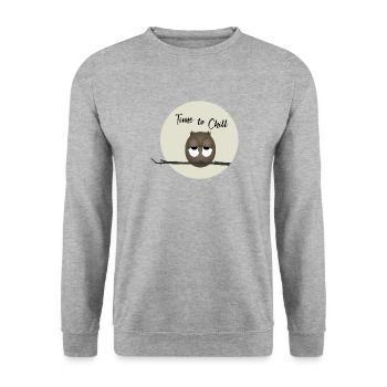 Owl - Time to relax - Unisex Sweatshirt - salt & pepper - Front - Alina (178cm) & Michal (187cm)