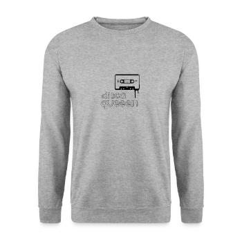 disco queen vintage Kassette illustration Frau gir - Unisex Pullover - Weißgrau meliert - Vorne - Alina (178cm) & Michal (187cm)