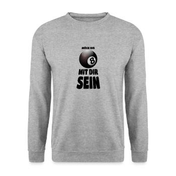 Möge die Acht mit Dir sein - Billard - Unisex Pullover - Weißgrau meliert - Vorne - Alina (178cm) & Michal (187cm)
