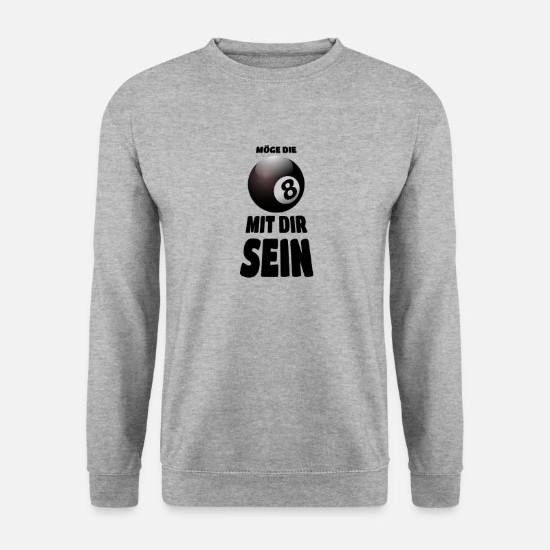 Möge die Acht mit Dir sein - Billard - Unisex Pullover - Weißgrau meliert