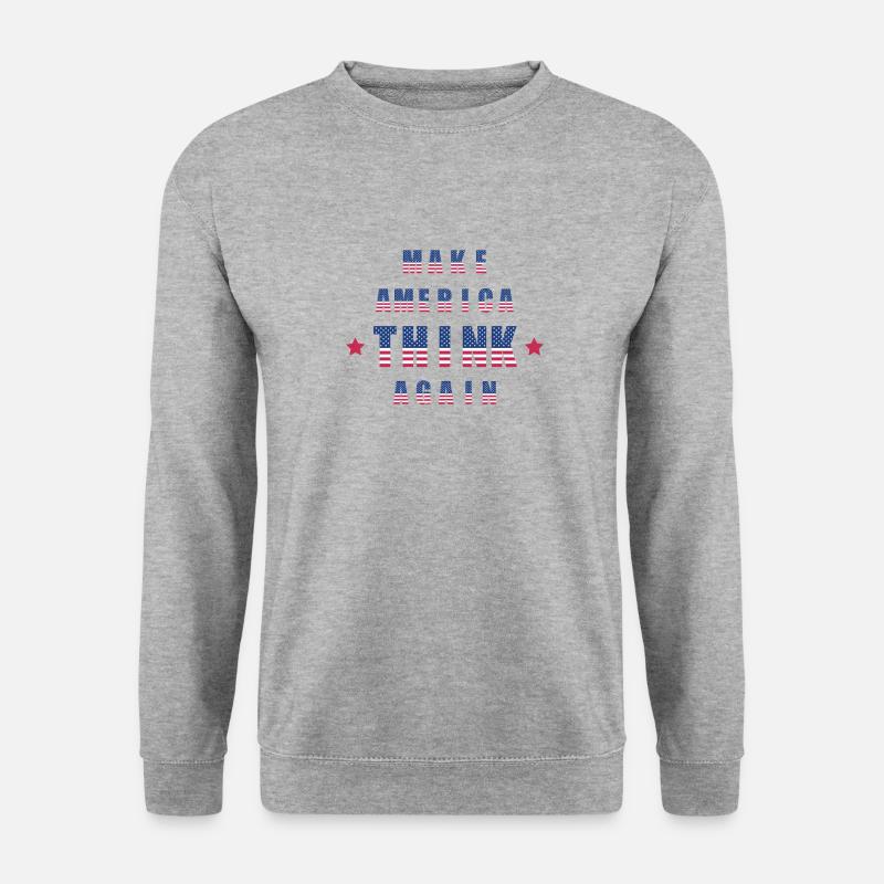 make america think again - Unisex Pullover - Weißgrau meliert