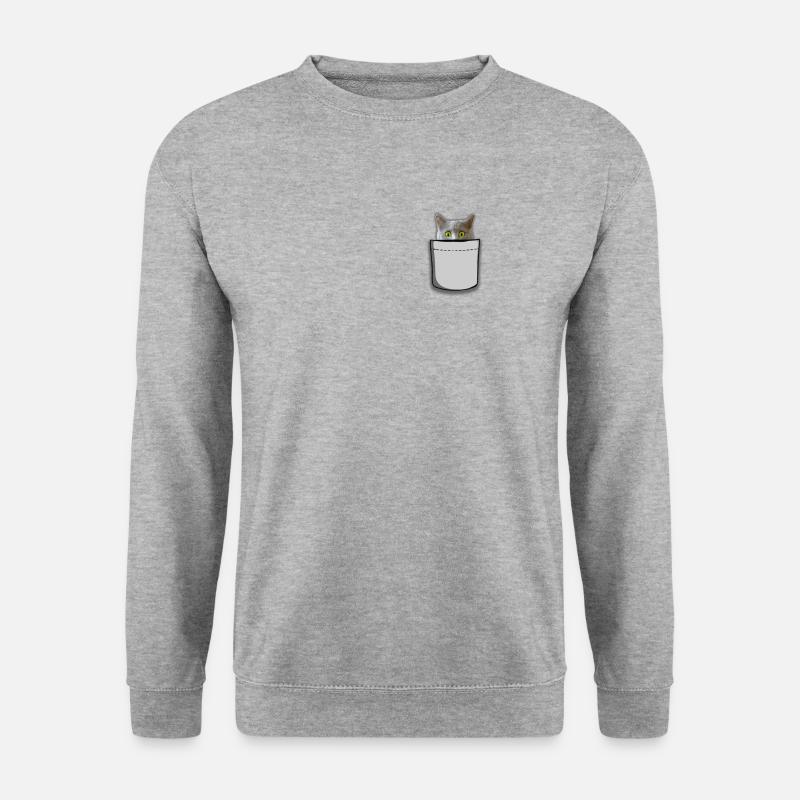 Süsse Katze in Tasche Lustige Katzen Geschenk - Unisex Pullover - Weißgrau meliert