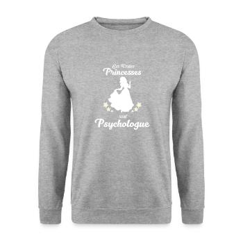 Psychologue cadeau humour - Sweat-shirt Unisexe - gris chiné - Devant - Alina (178cm) & Michal (187cm)
