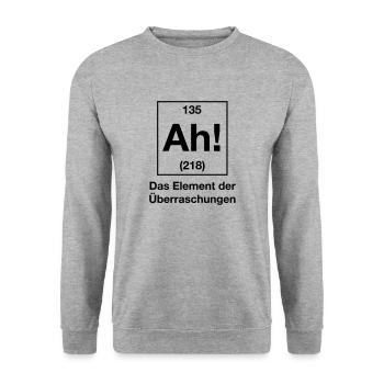 Ah – Element Überraschung Chemie Unterricht Shirt - Unisex Pullover - Weißgrau meliert - Vorne - Alina (178cm) & Michal (187cm)