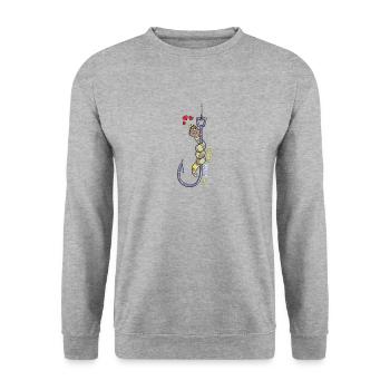 Pêche crochet ver poisson pêche drôle de poisson - Sweat-shirt Unisexe - gris chiné - Devant - Alina (178cm) & Michal (187cm)