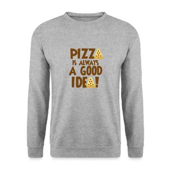 Pizza is always a good idea - Unisex Sweatshirt - salt & pepper - Front - Alina (178cm) & Michal (187cm)