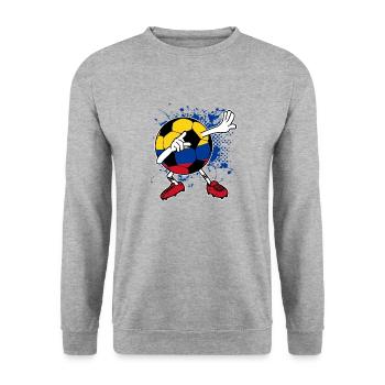 Kolumbien Fußball WM Trikot - Unisex Pullover - Weißgrau meliert - Vorne - Alina (178cm) & Michal (187cm)