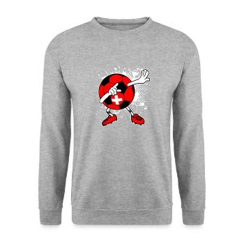 Schweiz Fußball Nationalmannschaft Geschenk - Unisex Pullover - Weißgrau meliert - Vorne - Alina (178cm) & Michal (187cm)